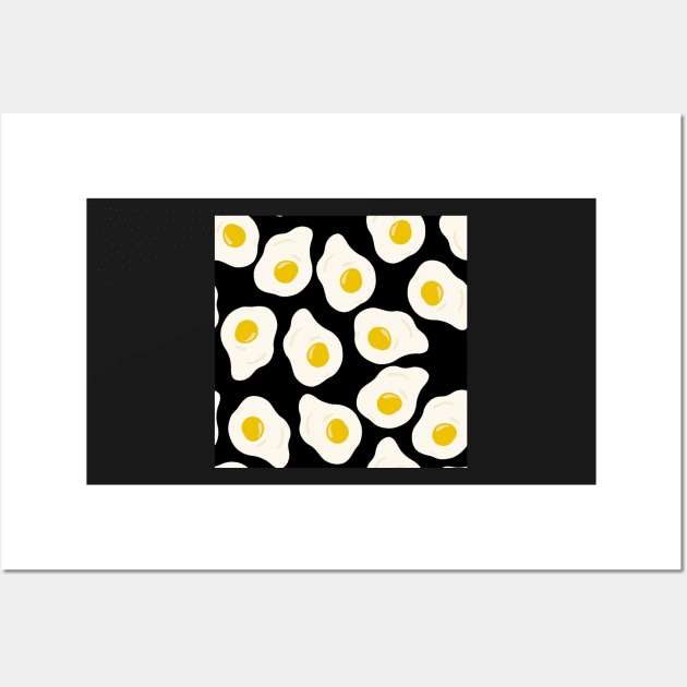 Fried eggs black Wall Art by Kimmygowland